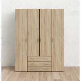 Space Ντουλάπα με 4 Πόρτες και 3 Συρτάρια 154x49,5x200,4εκ. Δρυς