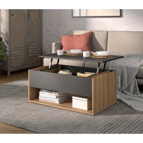 Urban Τραπεζάκι Σαλονιού με Σερβιτόρο 90x60x44/55εκ. Helvezia oak / Ανθρακί