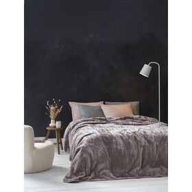 Κουβέρτα Βελουτέ Μονή 160x220 Coperta - Cigar Beige