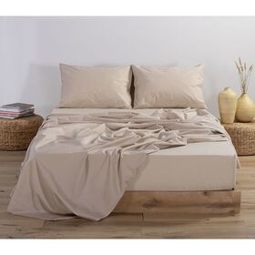 Σεντόνι Διπλό Μεμονωμένο Με Λάστιχο 140x200+30 nef-nef basic 730-beige 100% Βαμβάκι Πενιέ 144tc
