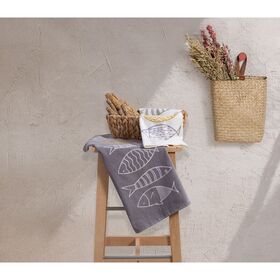 Ποτηρόπανο Βελουτέ 40x60cm Βαμβάκι nef-nef fish style - grey 035029