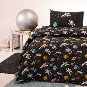 Σετ Παιδικά Σεντόνια Μονά 170x270 melinen kids line planet black 100% Βαμβάκι