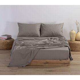 Σεντόνι king size Μεμονωμένο Με Λάστιχο 180x200+35 nef-nef basic 1185-mocca 100% Βαμβάκι Πενιέ 144tc