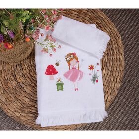 Σετ Παιδικές Πετσέτες 2τμχ 30x50/70x140 nef-nef fairy world white 100% Βαμβάκι