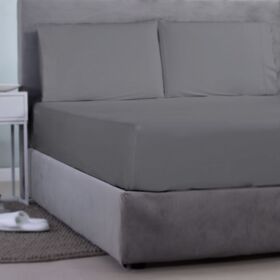 Σεντόνι king size με Λάστιχο 180x200+35cm satin cotton aslanis home satin plain 122 Γκρι 697974