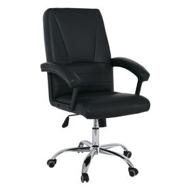 Bf6350 Πολυθρόνα Διευθυντή Μέταλλο Χρώμιο, pu Μαύρο