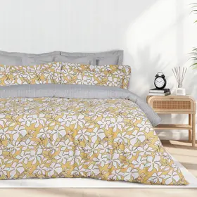Das Home σετ Σεντονια Μονα με Λαστιχο Casual 5432 Ochre, White