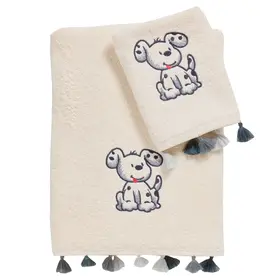 Das Baby σετ Πετσετες 2 Τεμαχιων Κεντητες Smile 4965 Grey