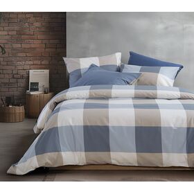 ΣΕΤ ΣΕΝΤΟΝΙΑ ΒΑΜΒΑΚΕΡΑ KING SIZE ΜΕ ΛΑΣΤΙΧΟ CASUAL CHECK  NEF-NEF HOMEWARE