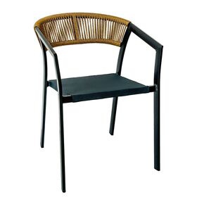 Parma Πολυθρόνα Βεράντας-Κήπου alu Ανθρακί Rope Wicker Φυσικό Textilene Ανθρακί Στοιβαζόμενη