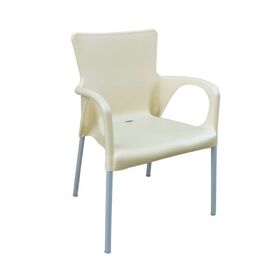 Lara Πολυθρόνα pro Dining Στοιβαζόμενη, alu Silver, pp - uv Protection Απόχρωση Εκρού σετ 40 τμχ