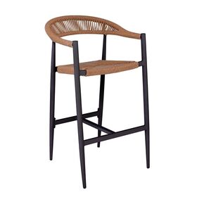 Mady Σκαμπό Bar, alu Ανθρακί, Rope Wicker Φυσικό σετ 17 τμχ