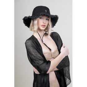 Καπέλο Παραλίας Caribbean Black Feel and Touch  100% Cotton