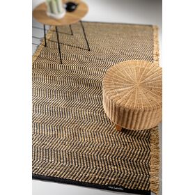 Χαλί Zigk Zagk Black 140x200 guy Laroche  50% Jute - 50% Cotton
