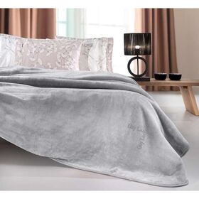 Κουβέρτα Βελουτέ Υπέρδιπλη 220x240cm guy laroche logo - silver polyester
