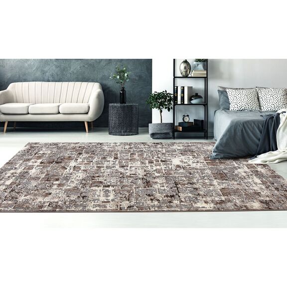 Μοντέρνο Χαλί Καφέ Thema 3575/958 - Ροτοντα  2,50x2,50 Colore Colori