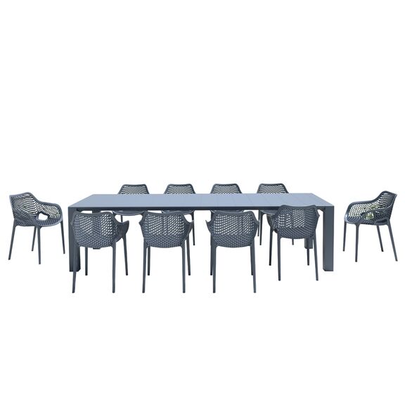 Σετ Τραπεζαρίας 11τμχ Vegas air xl Dark Grey 100x260/300χ75εκ.