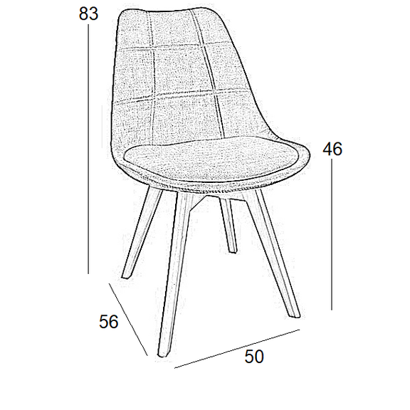 Καρέκλα Τραπεζαρίας Ξύλινη 4τμχ Bianca Grey Ύφασμα 50x56x46-83εκ.