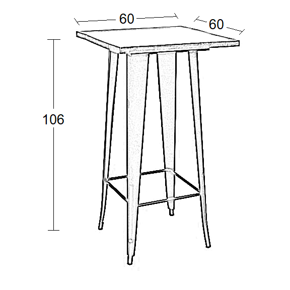 Texas Μπαρ Μαυρο ματ Τραπ. 60χ60χ106εκ.wood top