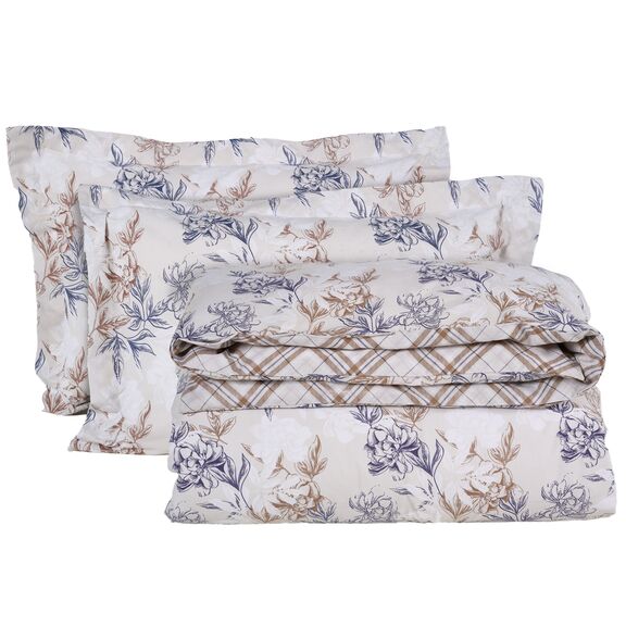 DAS HOME ΣΕΤ ΣΕΝΤΟΝΙΑ ΥΠΕΡΔΙΠΛΑ ΜΕ ΛΑΣΤΙΧΟ CASUAL 5422 BLUE, TAUPE
