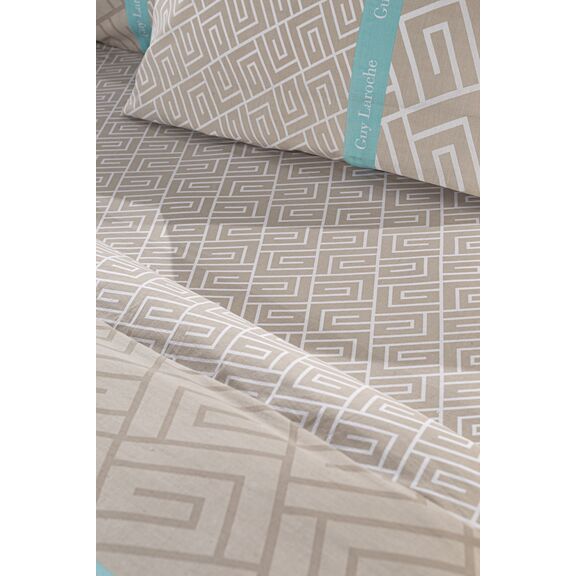 Σετ 4τμχ Σεντόνια Occio Sand με Λάστιχο 170x200+32 guy Laroche  100% Cotton Percale
