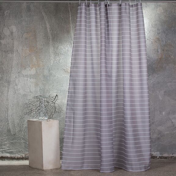 Κουρτινα Μπανιου 180x180 Stripe Grey 180(π) x 180(υ)