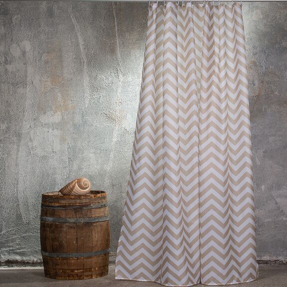 Κουρτινα Μπανιου 180x200 zig zag Beige 180(π) x 200(υ)