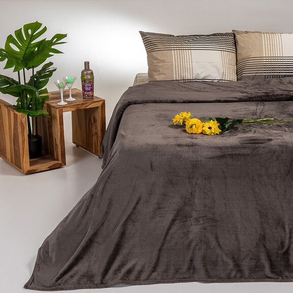 Κουβερτα Flannel Υπερδιπλη Tokyo Brown Grey 220x240