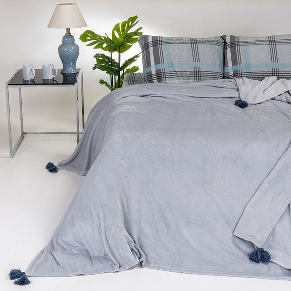 Κουβερτα Flannel Υπερδιπλη Berlin Light Grey 220x240