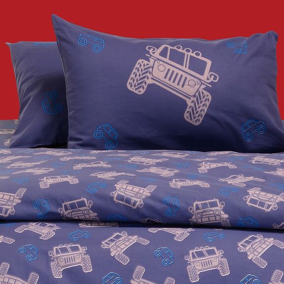Σετ Μαξιλαροθηκες Trucks Blue Kids Line 50x70