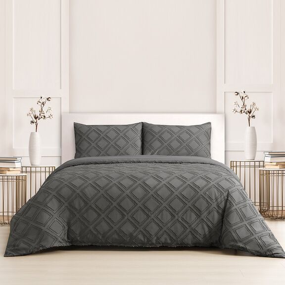 Σετ Παπλωματοθηκη (3 Τεμ.) Υπερδιπλη Luna Grey (225x240) 225x240