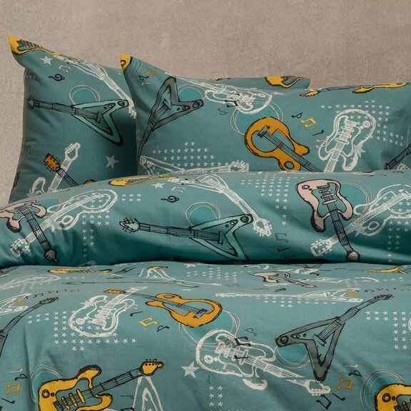 Σεντονι (Σετ 2 Τεμ.) 120χ200+30 Music Petrol Winter Line Kids Mini(λ) 120x200+30