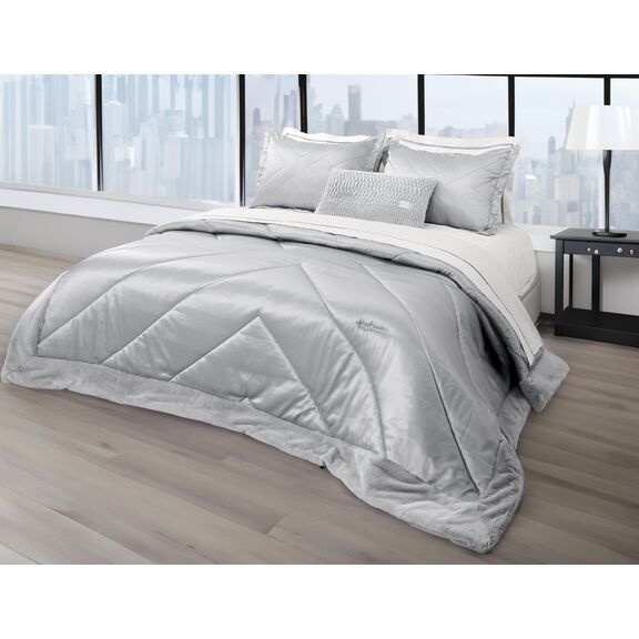 Σετ 3τμχ. Πάπλωμα Beauty Silver 250x240 guy Laroche  100% Microsatin With Synthetic fur Bordure