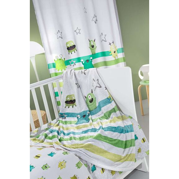 Κουβέρτα Bebe Ultrasoft Monsters Lime 110x140 Saint Clair  100% Polyester