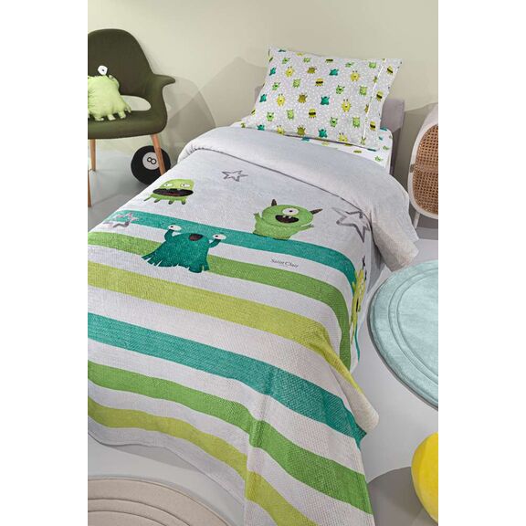 Κουβέρτα Ultrasoft Monsters Lime 160x220 Saint Clair Mixed 100% Polyester