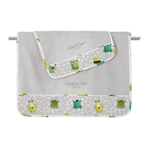 Σετ 2τμχ. Βρεφικές Πετσέτες Monsters Lime Saint Clair  100% Cotton