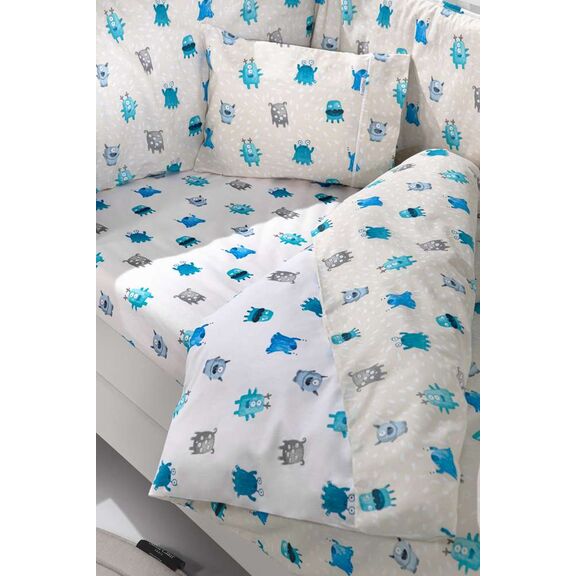 Σετ 3τμχ Βρεφική Προίκα Monsters Blue Saint Clair  100% Cotton