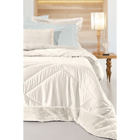 Σετ 3τμχ Πάπλωμα Columbia Ivory 250x240 guy Laroche  100% Microsatin With Synthetic fur Border