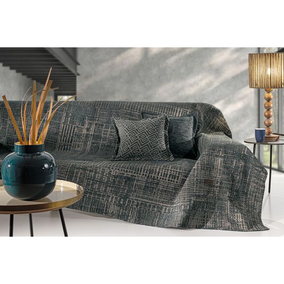 Ριχτάρι Καναπέ Melbourne Petrol (Τριθέσιος) 180x300 guy Laroche  37% Cotton-21%polyester-42% Acrylic