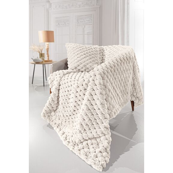 Ριχτάρι Elixir Ivory 120x160 + Διακοσμητικό Μαξιλάρι guy Laroche  100% Polyester Art. fur