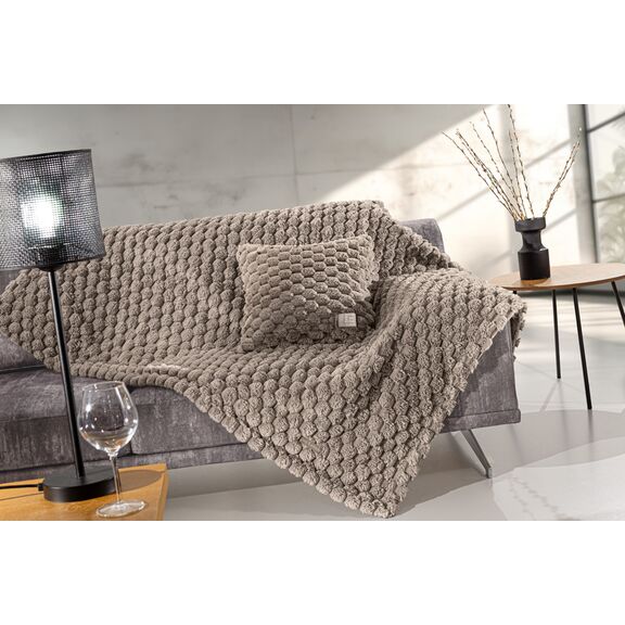 Ριχτάρι Elixir Taupe 120x160 + Διακοσμητικό Μαξιλάρι guy Laroche  100% Polyester Art. fur