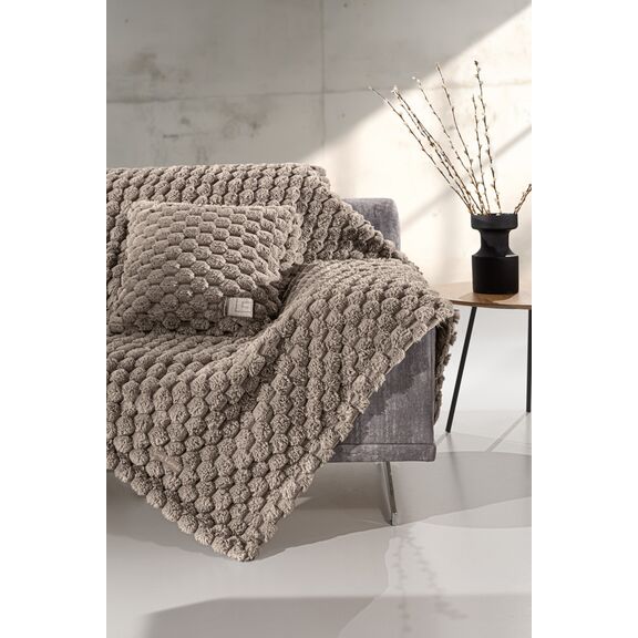 Ριχτάρι Elixir Taupe 120x160 + Διακοσμητικό Μαξιλάρι guy Laroche  100% Polyester Art. fur