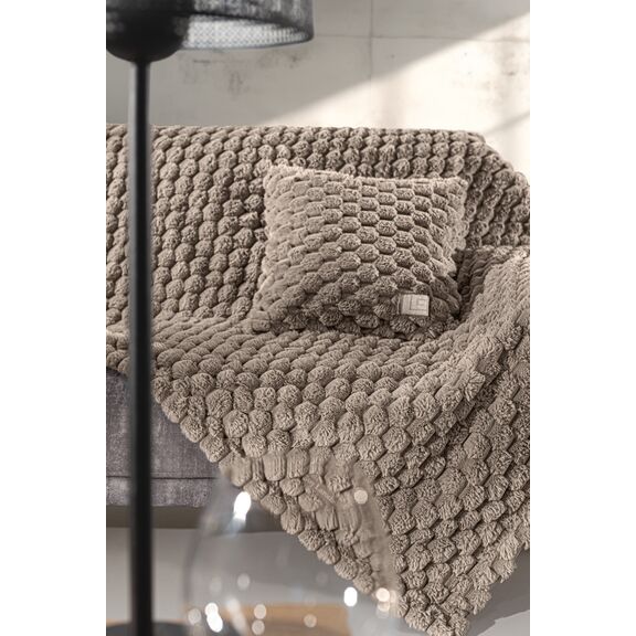 Ριχτάρι Elixir Taupe 120x160 + Διακοσμητικό Μαξιλάρι guy Laroche  100% Polyester Art. fur