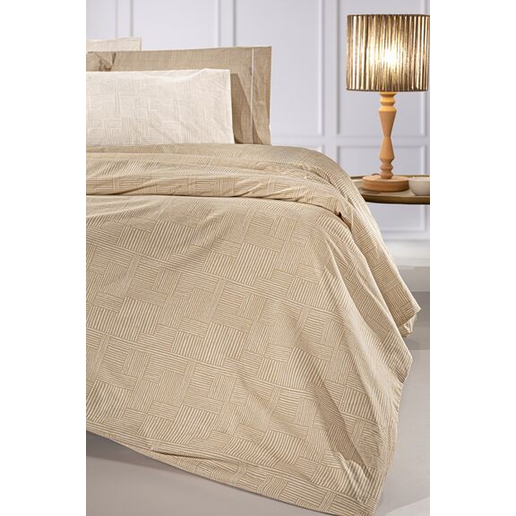 Σετ 4τμχ Σεντόνια Stencil Mocca με Λάστιχο 170x200+32 guy Laroche  100% Cotton Percale