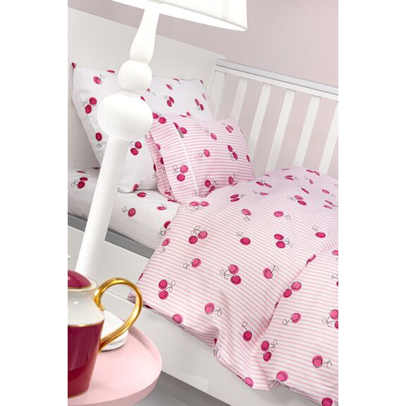 Σετ 3τμχ Βρεφικά Σεντόνια Cherries 115x170 guy Laroche  100% Cotton