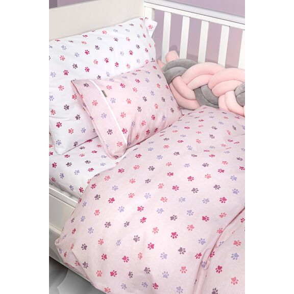 Σετ 3τμχ Βρεφικά Σεντόνια paw Pinky 115x170 guy Laroche  100% Cotton