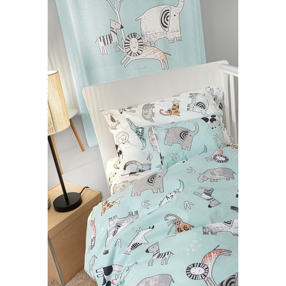 Σετ 3τμχ Βρεφικά Σεντόνια Zootopia Aqua Grey 115x170 guy Laroche  100% Cotton