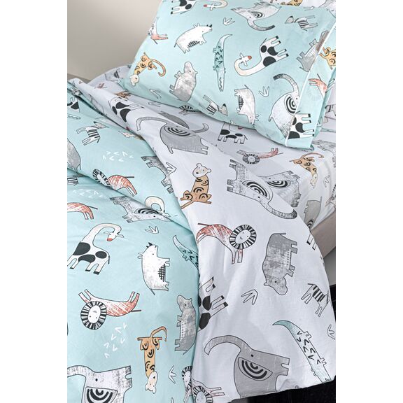 Σετ 3τμχ Παιδικά Σεντόνια Zootopia Aqua-Grey 165x250 guy Laroche  100% Cotton