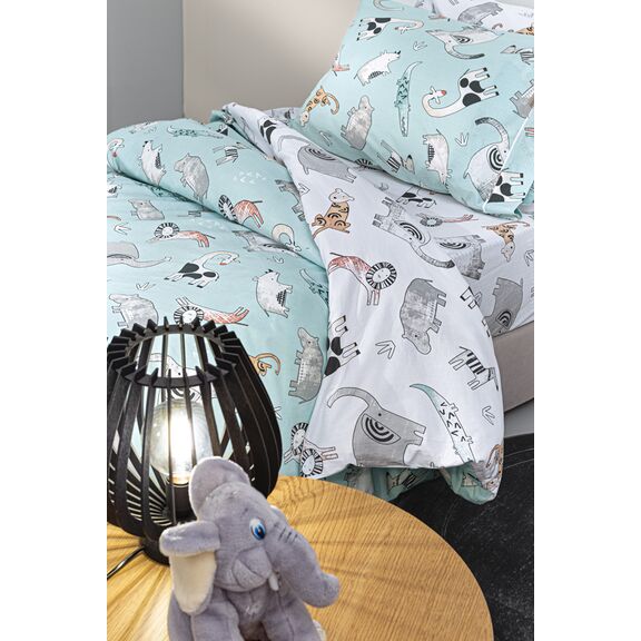 Σετ 3τμχ Παιδικά Σεντόνια Zootopia Aqua-Grey με Λάστιχο 100x200+28 guy Laroche  100% Cotton