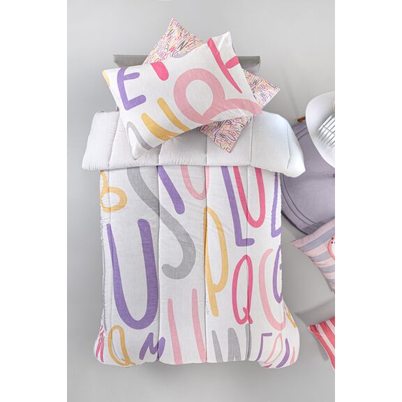 Παιδική Παπλωματοθήκη Letters Pink Suede 165x225 guy Laroche  top Μicrofiber / Bottom Cotton
